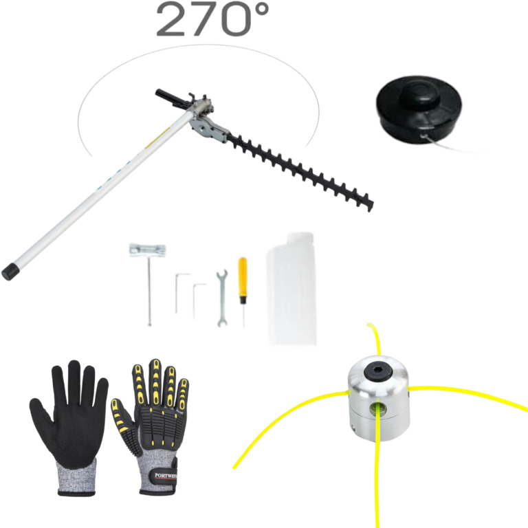 Decespugliatore A Scoppio Benzina 52cc 4 In 1 Multifunzione Tagliasiepi  Tronca Rami + Prolunga 80cm e Testina In Acciaio